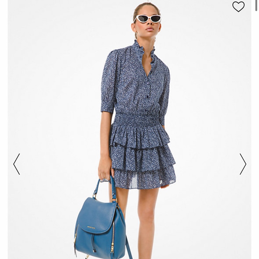 Blue flower michael kors tiered dress